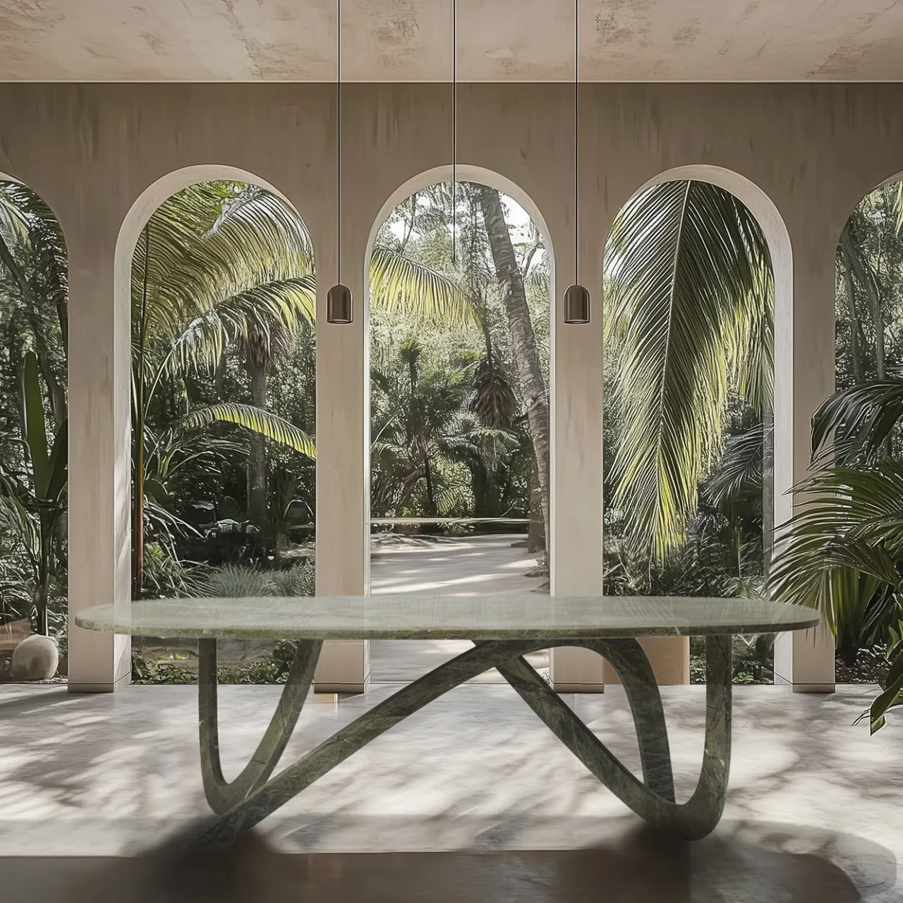 Tavolo da pranzo in marmo verde Fleur*dAM Atelier Clearance