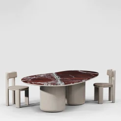 Tavolo da pranzo Laghi II in marmo Rosso levanto e legno tortora opaco di Artefatto Design Studio*Secolo Outlet