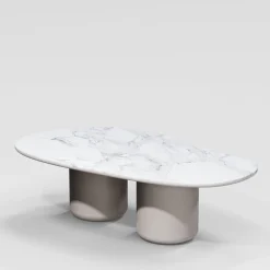 Tavolo da Pranzo Laghi II in Marmo di Carrara e Legno Lucido di Artefatto Design Studio*Secolo Hot