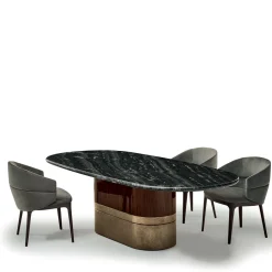 Tavolo da pranzo ovale Alma-Decor ED/50 669 con piano in marmo Silver Paradiso*Zanaboni Online