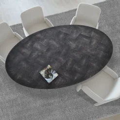 Tavolo da pranzo ovale Eos in pelle galuchat nera*Cupioli Best