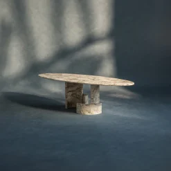 Tavolo da pranzo ovale in marmo beige CC*dAM Atelier New