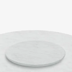 Tavolo da pranzo rotondo Hermu 230 in marmo bianco carrara e acciaio bianco per esterni*Veltha Outdoor Stone Design Online