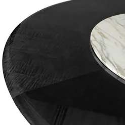 Tavolo da pranzo rotondo in legno e metallo con inserto in marmo Lazy Susan*Franco Bianchini Best