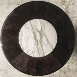 Tavolo da pranzo rotondo in legno e metallo con inserto in marmo Lazy Susan*Franco Bianchini Best