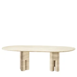 Tavolo da pranzo Tria in marmo travertino di Lorenza Bozzoli*Ghidini 1961 New