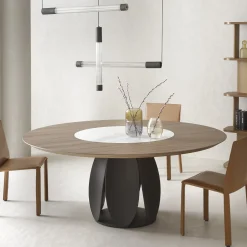 Tavolo da pranzo Tulipano in noce Canaletto e ceramica Calacatta*Morica Design Hot