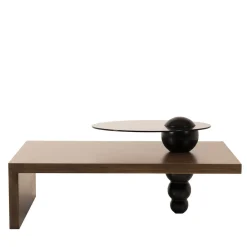 Tavolo da salotto Saturno finitura Erable con piano in vetro fumè*Mantellassi 1926 Hot