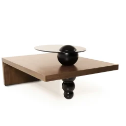 Tavolo da salotto Saturno finitura Erable con piano in vetro fumè*Mantellassi 1926 Hot