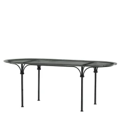 Tavolo ovale in vetro e ferro battuto Tavolario*Dante Negro