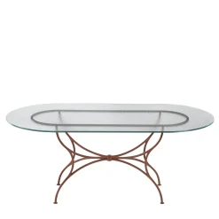 Tavolo ovale in vetro e ferro battuto Solivo*Dante Negro New