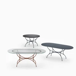 Tavolo ovale in vetro e ferro battuto Solivo*Dante Negro New