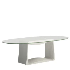 Tavolo ovale Layer in cristallo e bianco di Franco Poli*BBB Italia Clearance