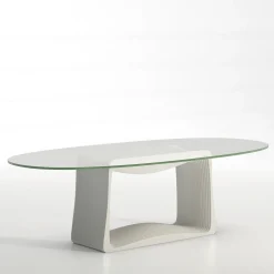 Tavolo ovale Layer in cristallo e bianco di Franco Poli*BBB Italia Clearance