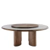 Tavolo rotondo Diamante in Canaletto e Marmo di Carrara con Lazy Susan*Durame Discount