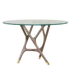 Tavolo rotondo Joyce in legno e vetro*Morelato Online
