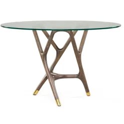 Tavolo rotondo Joyce in legno e vetro*Morelato Online