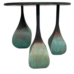 Tavolo Tondo Chess a 3 Gambe in Metallo con Finitura Sfumata*Cesare Ferrari Atelier Hot