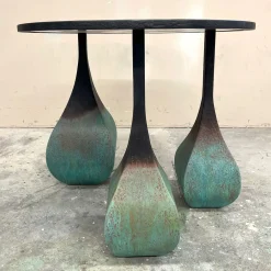 Tavolo Tondo Chess a 3 Gambe in Metallo con Finitura Sfumata*Cesare Ferrari Atelier Hot