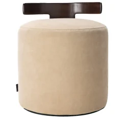 T-Pouf in pelle bianco crema con schienale*Exteta Clearance