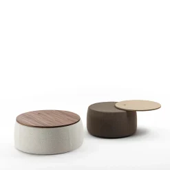 Verto Pouf e Tavolino da Caffè Rotondo Beige*Durame New
