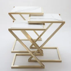 Zumm Zum Zu Set di 3 tavolini da nido in marmo bianco*Francesco Della Femina Hot